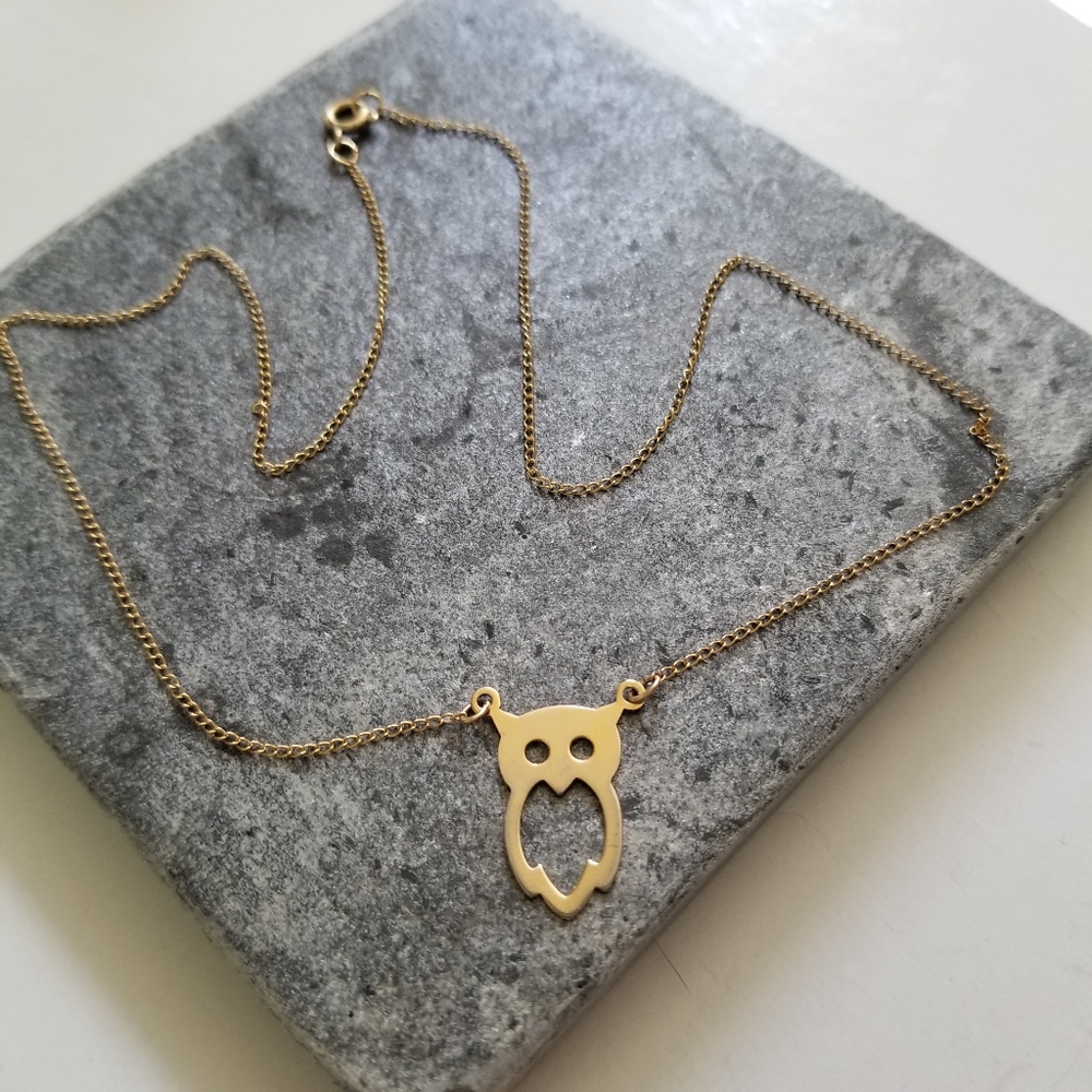 12kt Gold Filled Owl Necklace - Picture 2 of 7